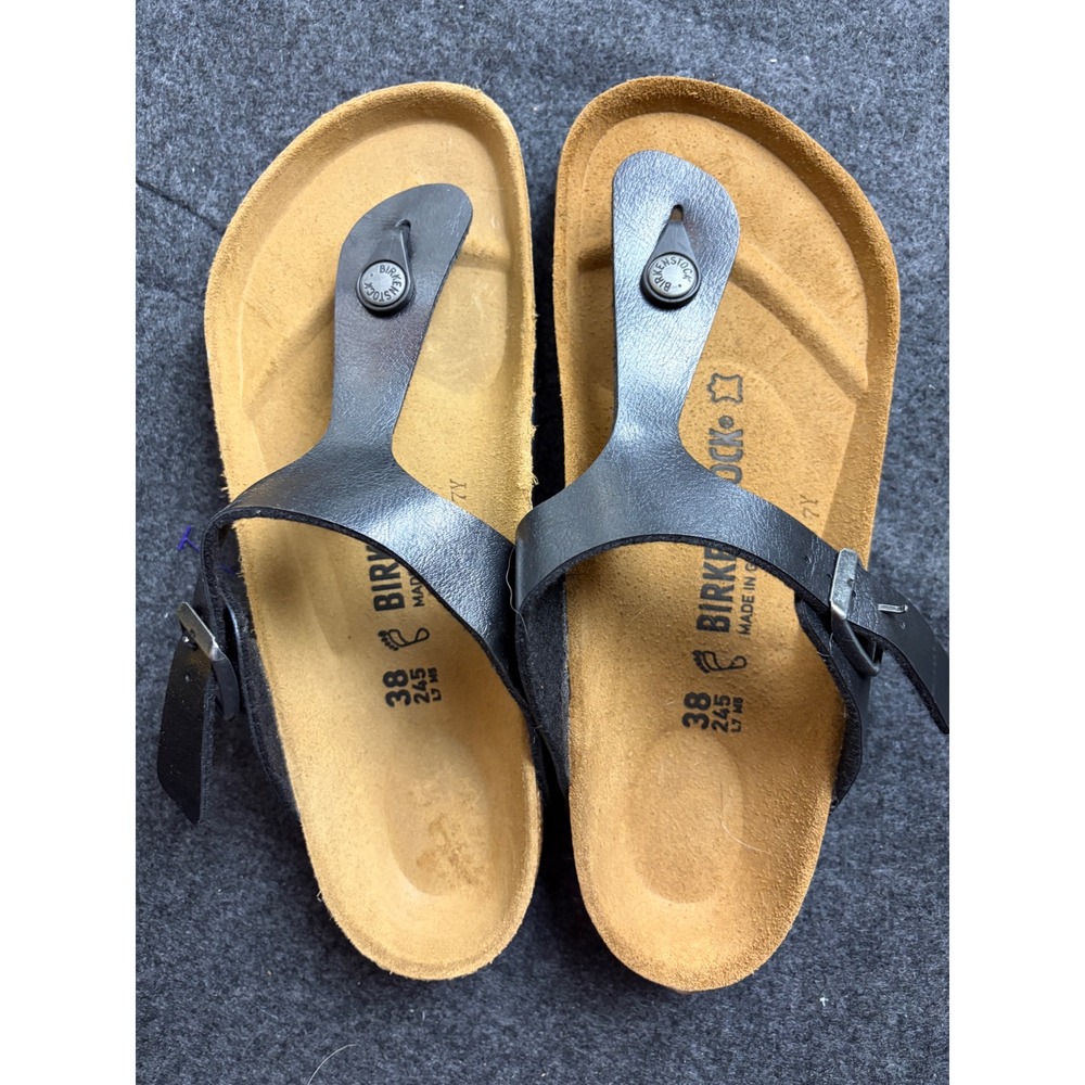 Birkenstock Gizeh Black Birko-Flor Thong Sandals Womens 38 L7 M5 Made in Germany